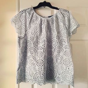 NWT Banana Republic Gray Eyelet Top - L